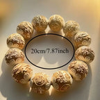 20mm El Oyması "Ejderha ve Anka" Ahşap Uğur Bilekliği