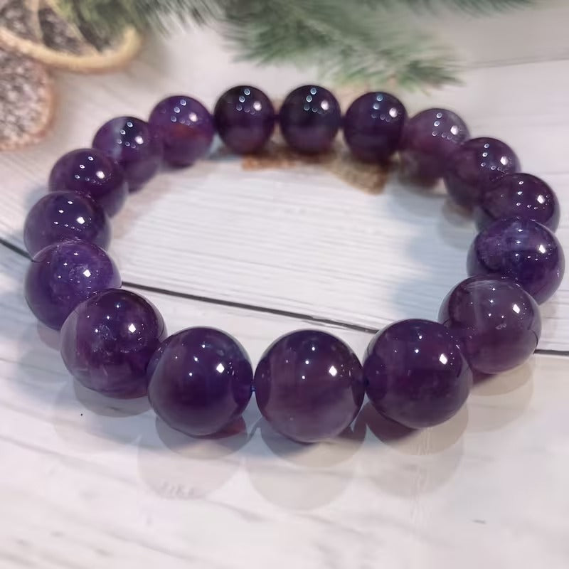12mm Orijinal Ametist Doğal Taş Bileklik