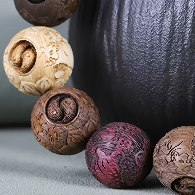 20mm "Yin Yang" Dengesi Ahşap Oyma Bileklik