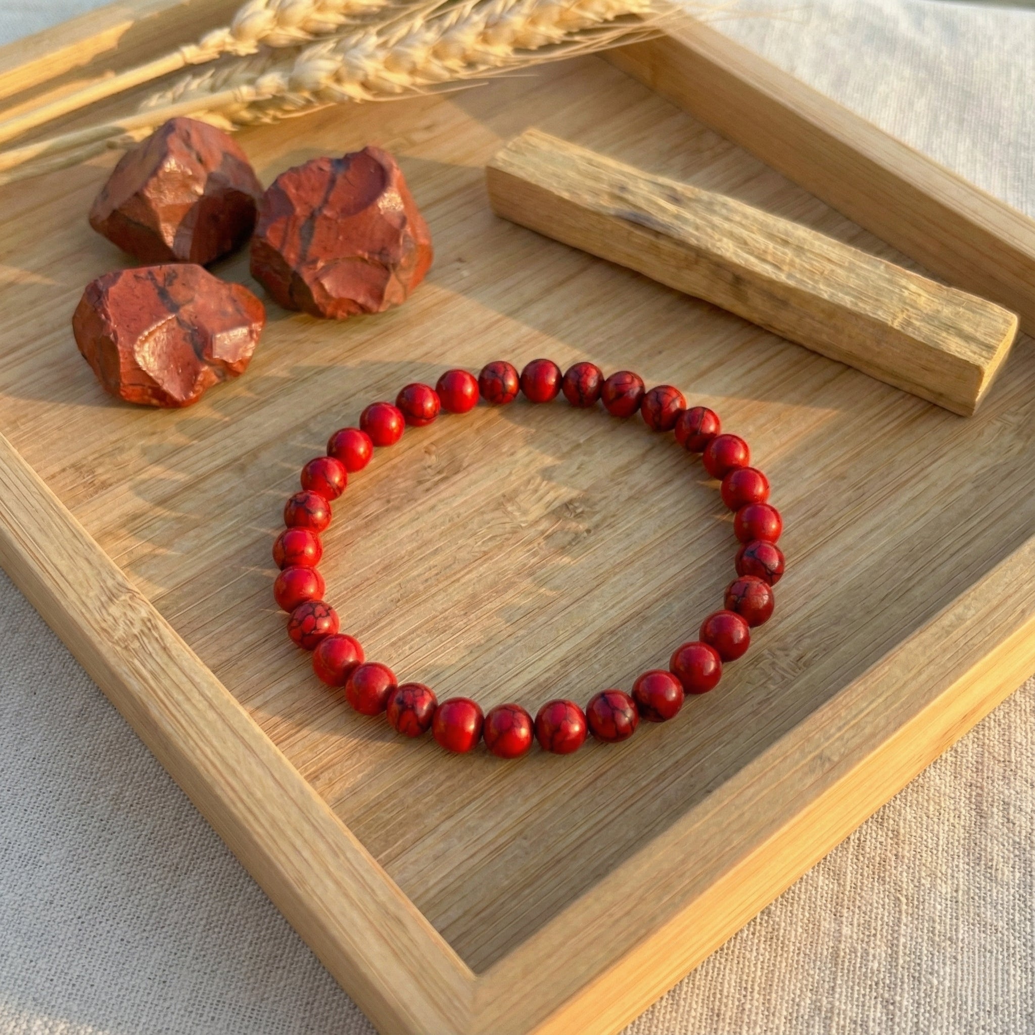 Tutkunun Alevi | Doğal Kırmızı Jasper Bilekliği