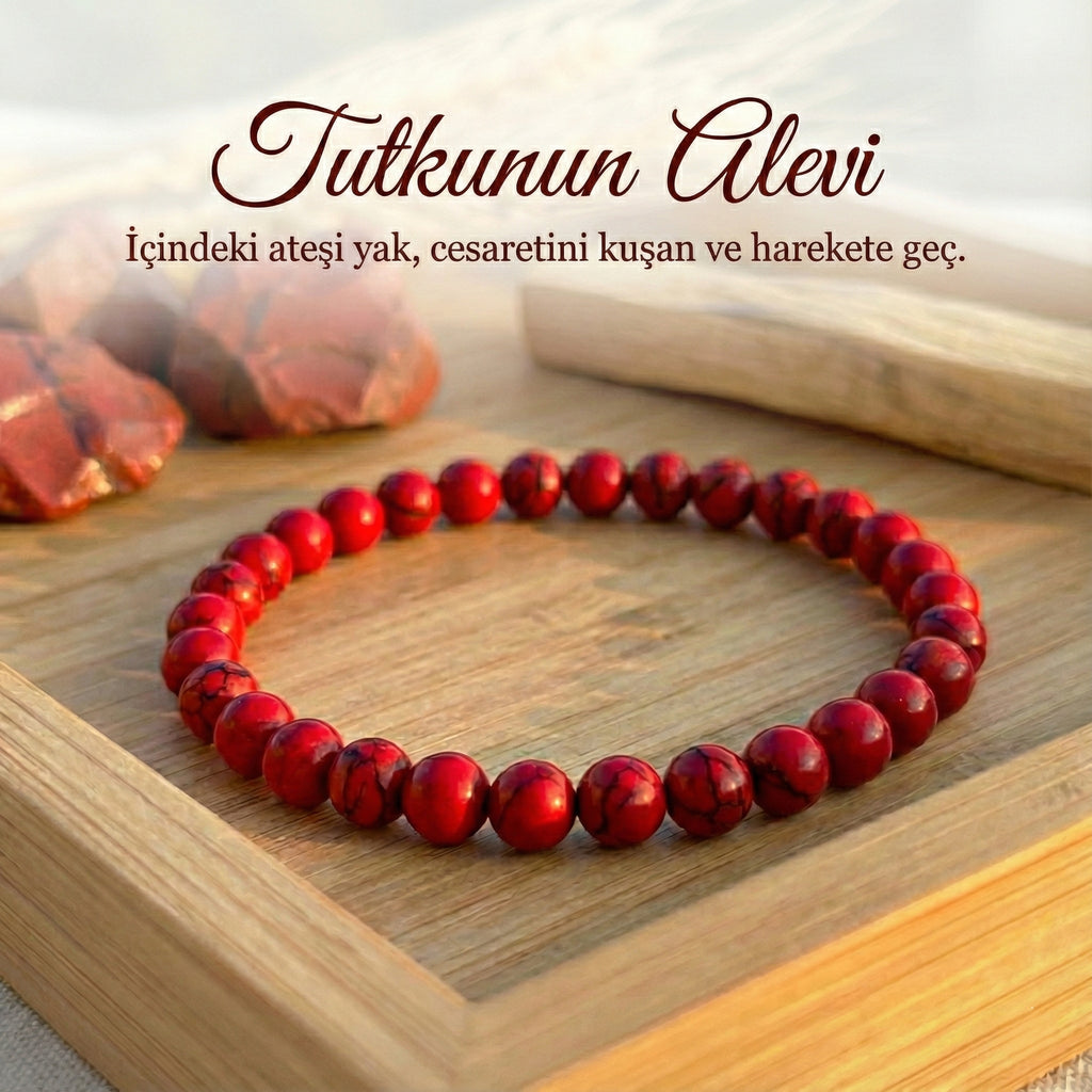 Tutkunun Alevi | Doğal Kırmızı Jasper Bilekliği