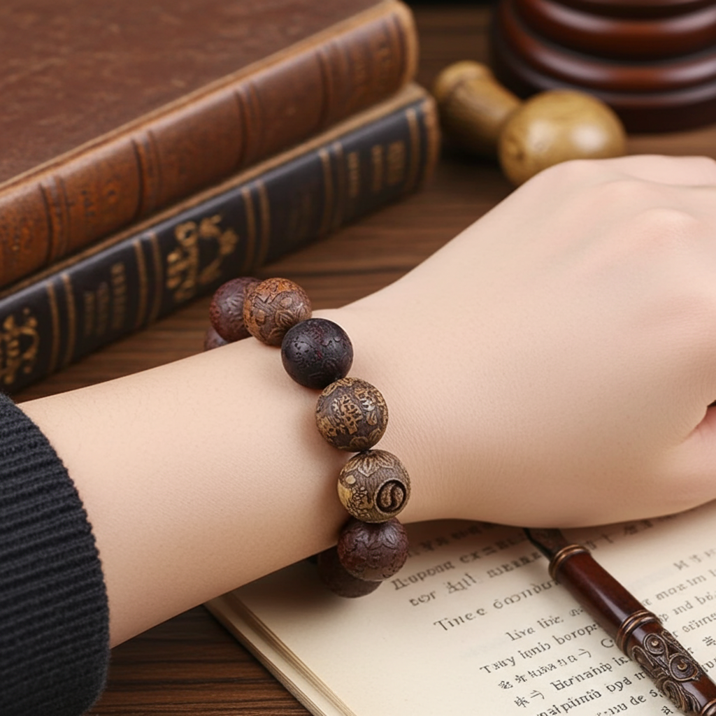 Yin Yang Ahşap Oyma Bileklik – Denge