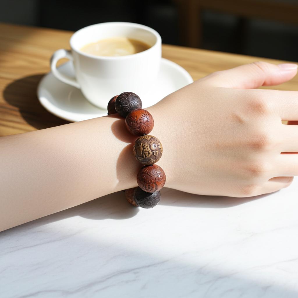 Yin Yang Ahşap Oyma Bileklik – Denge