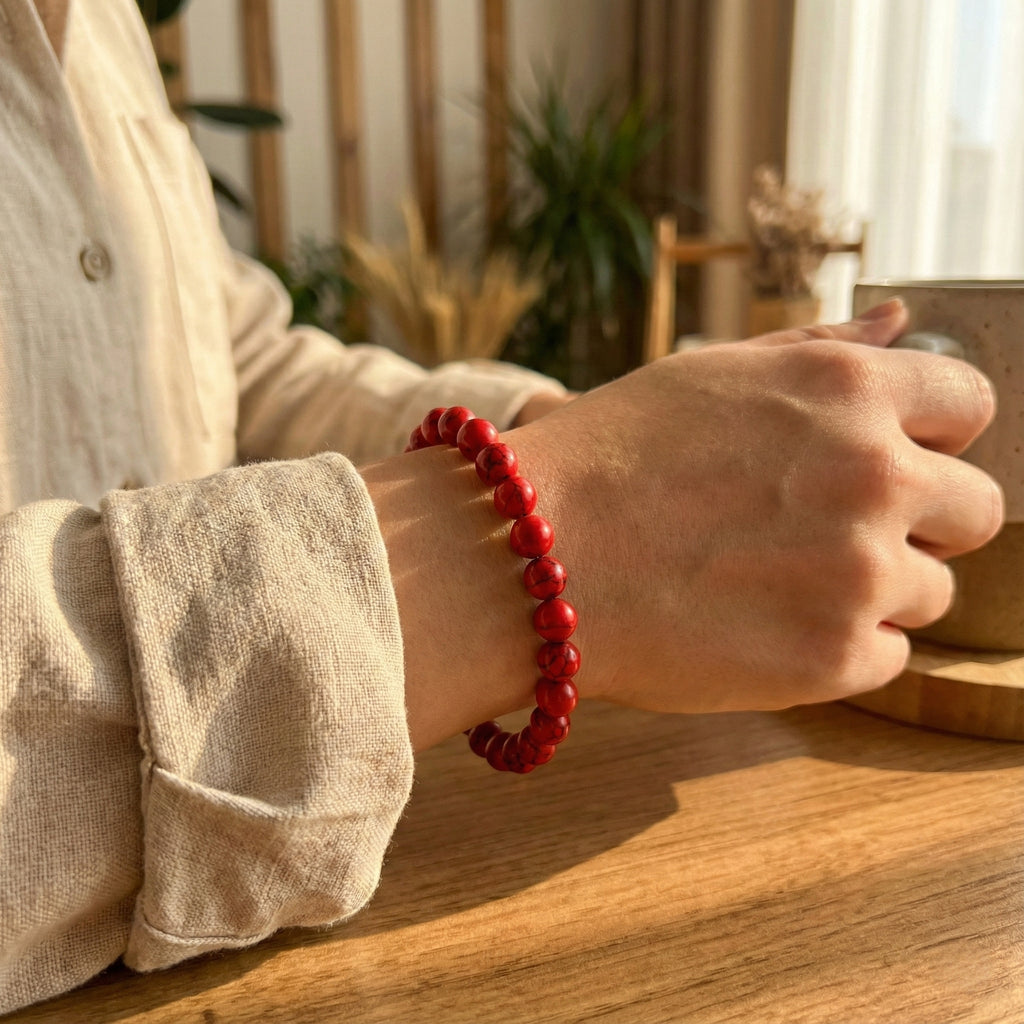 Tutkunun Alevi | Doğal Kırmızı Jasper Bilekliği