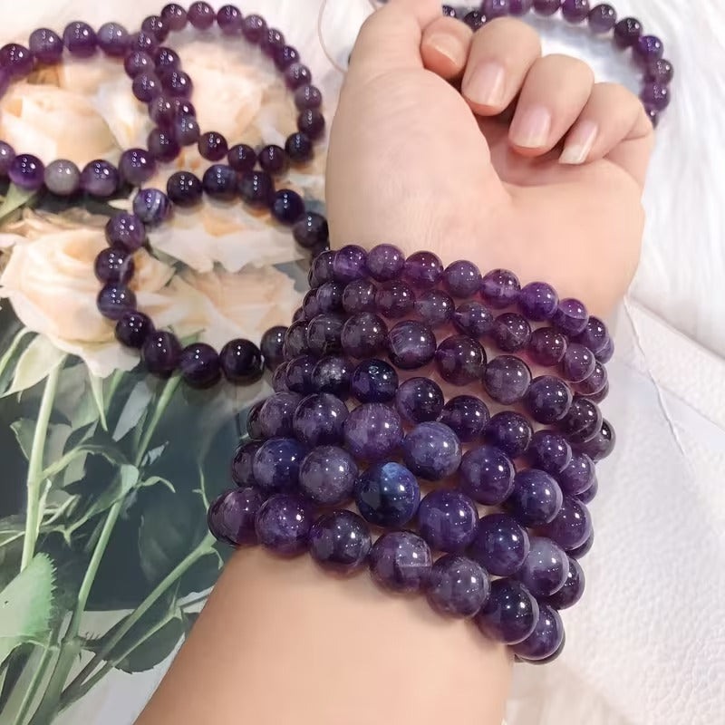 12mm Orijinal Ametist Doğal Taş Bileklik
