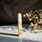 🧡 Portakal Kalsit Kule (Özel Parça) — Özgüven, Neşe ve Yaratıcı Akış