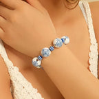 Porselen Desenli Ahşap Bileklik