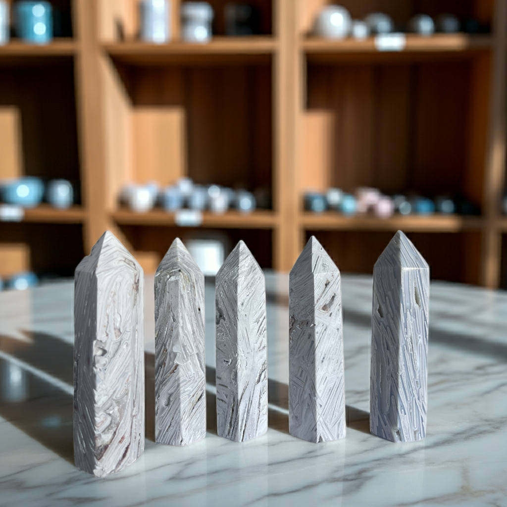 🤍 Beyaz Meksika Akik Taşı – Koruma, Huzur ve Denge Kristali