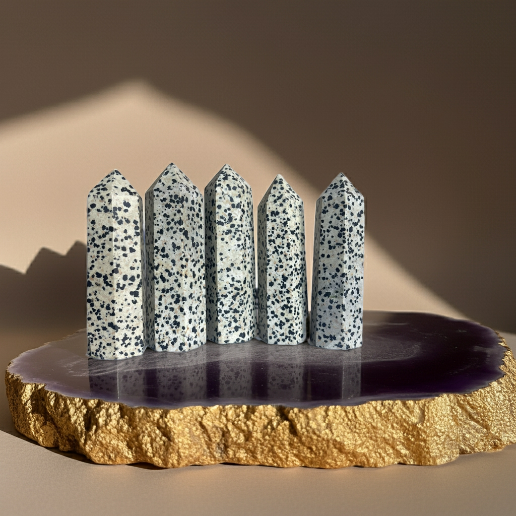 🐾🤍 Dalmaçya Taşı – Neşe, Denge ve Koruma Kristali