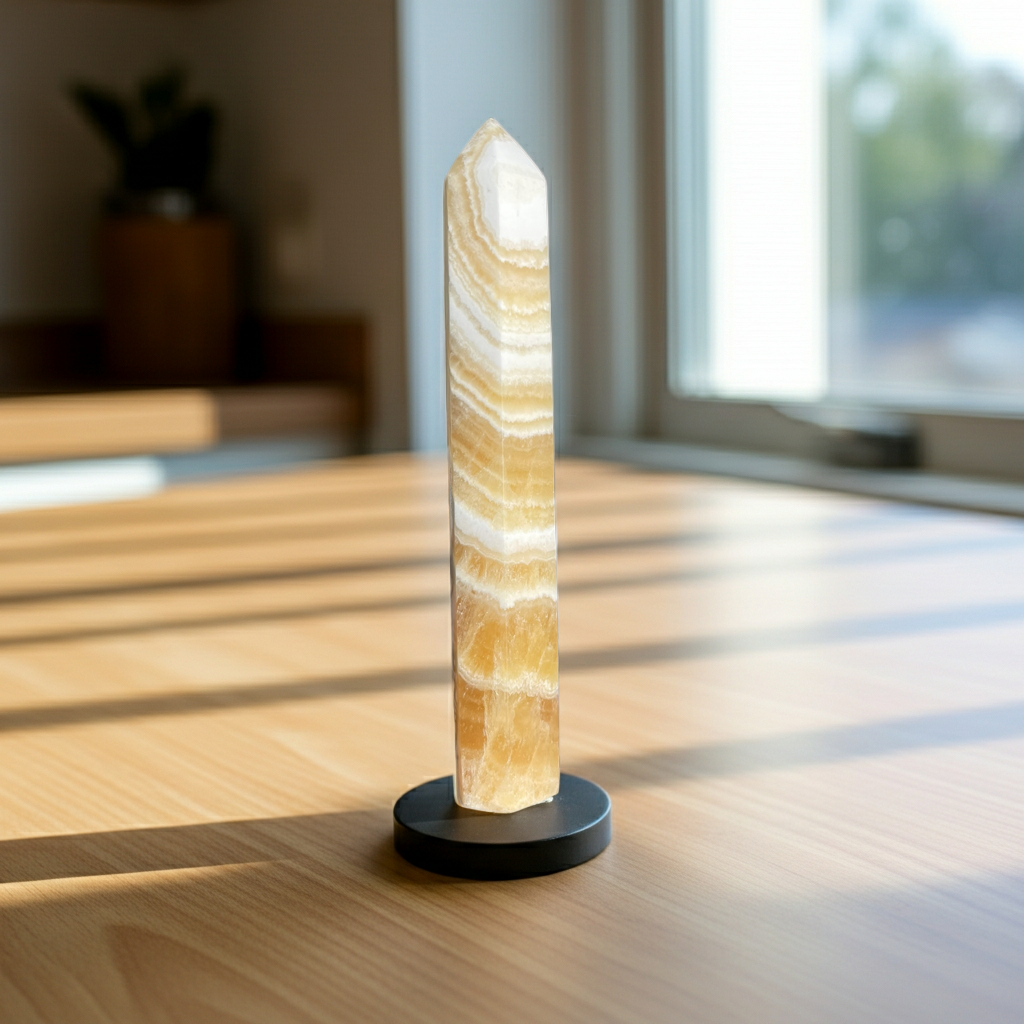 🧡 Portakal Kalsit Kule (Özel Parça) — Özgüven, Neşe ve Yaratıcı Akış