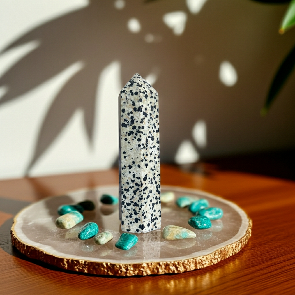 🐾🤍 Dalmaçya Taşı – Neşe, Denge ve Koruma Kristali